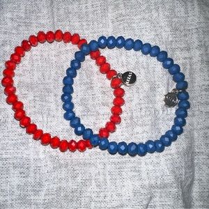 Red and Blue Lizas Crystal Bracelets